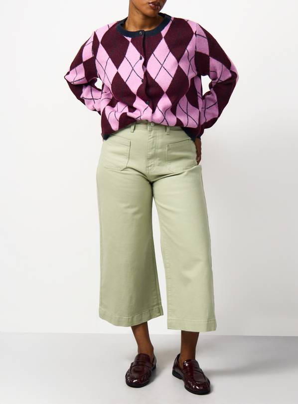 Light Green Cropped Wide Leg Jeans 8
